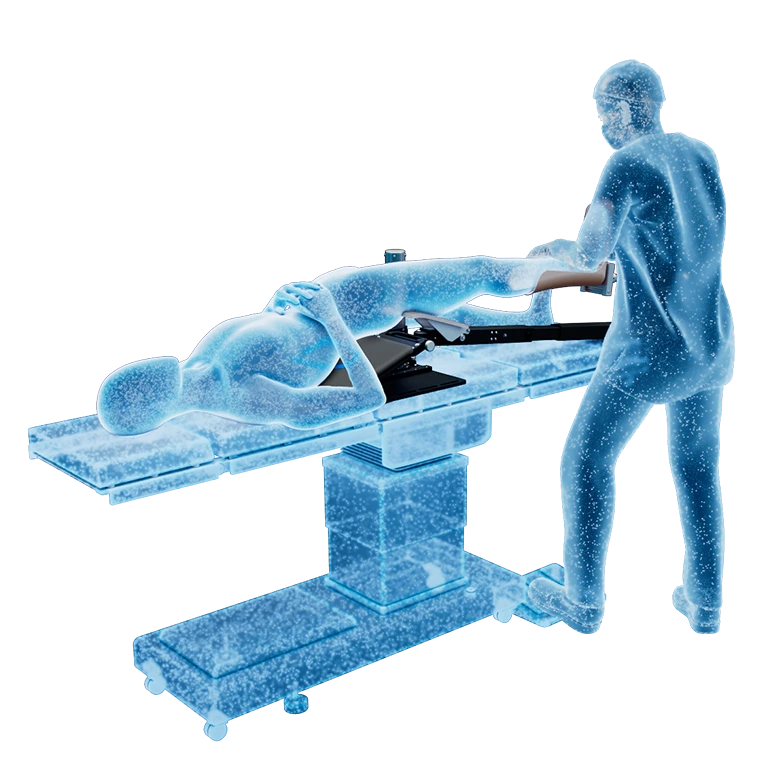 Surgeon operating over a patient utilizing a surgeon controlled patient positioning device